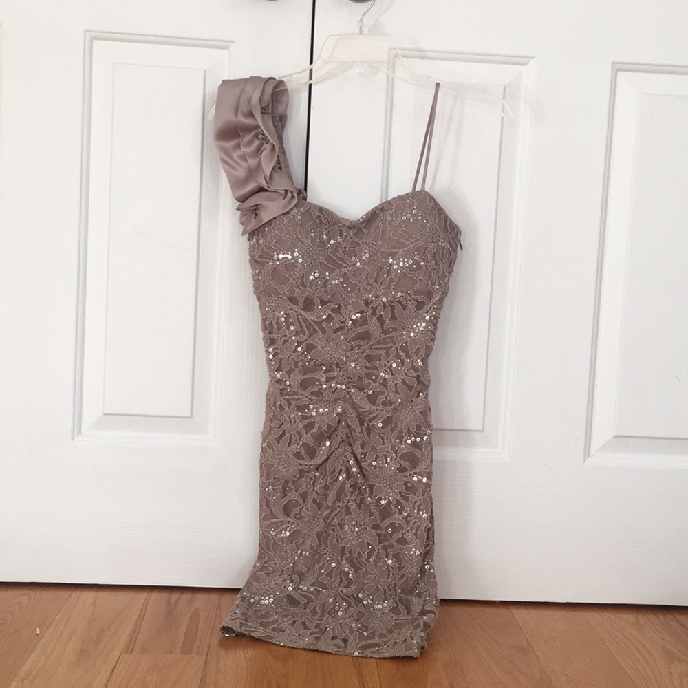 beige mini dress
